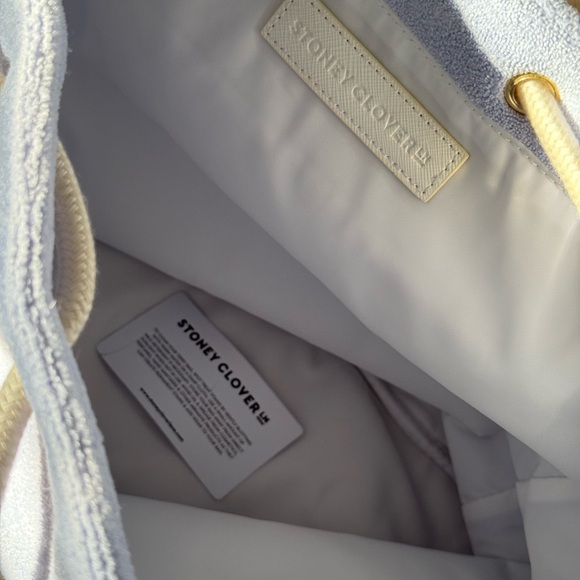 Stoney Clover Lane Pale Blue Suede Mini Backpack with Cream Straps - Picture 6 of 8